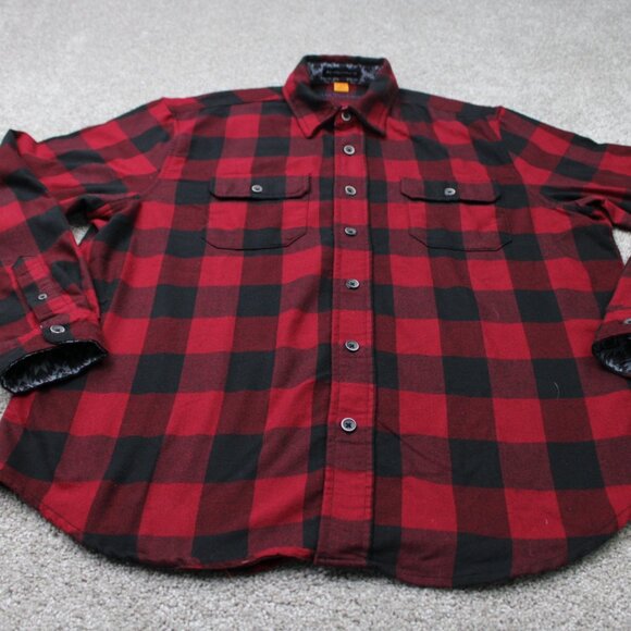 Tailor Vintage Shirt Mens Large Red/Black Plaid Performance Flannel Flip Cuff - Picture 3 of 14